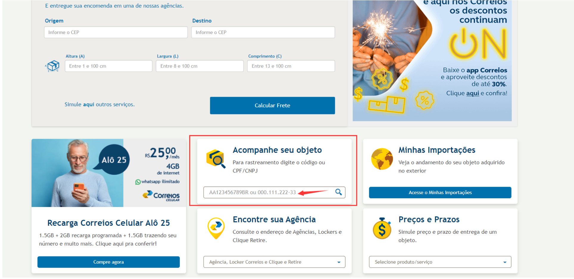 Acompanhe seu objeto — Correios
