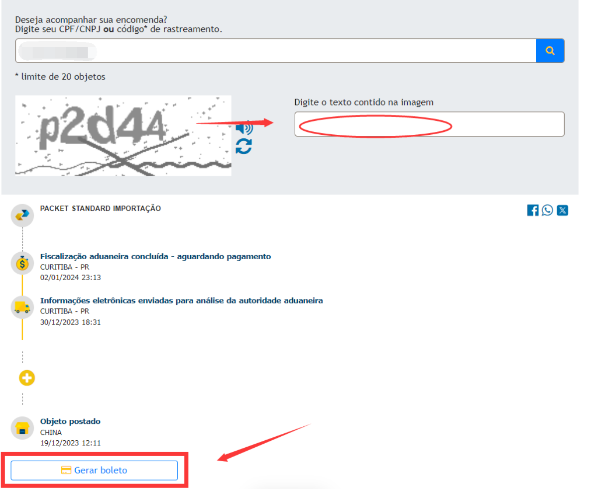 Gerar boleto — Correios